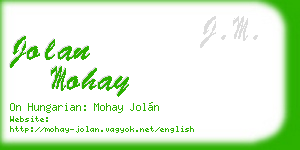 jolan mohay business card